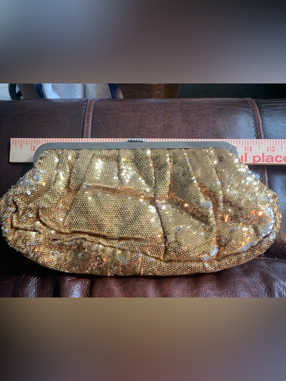 Gold Sequin Evening Clutch Handbag